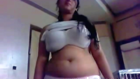 Indian Bigtits Wife Stripping Naked Giving Her Blowjob