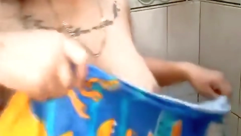 Indian Tattooed Girl Taking Bath With Her Big Melons