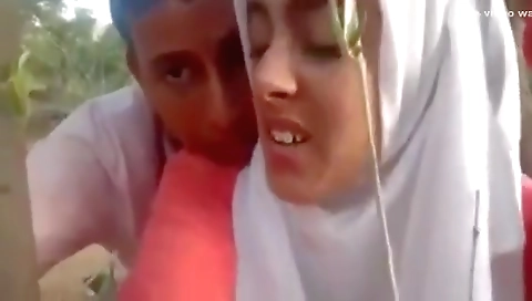 Desi Judva Bhai Bahan Latif Ltifa, Doggy Outdoor Hijab Muslim