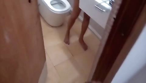 Undresses In Bathroom With Shower With Indian Lady