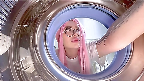 Fucked Step Sister While She Was Stuck In The Washing Machine